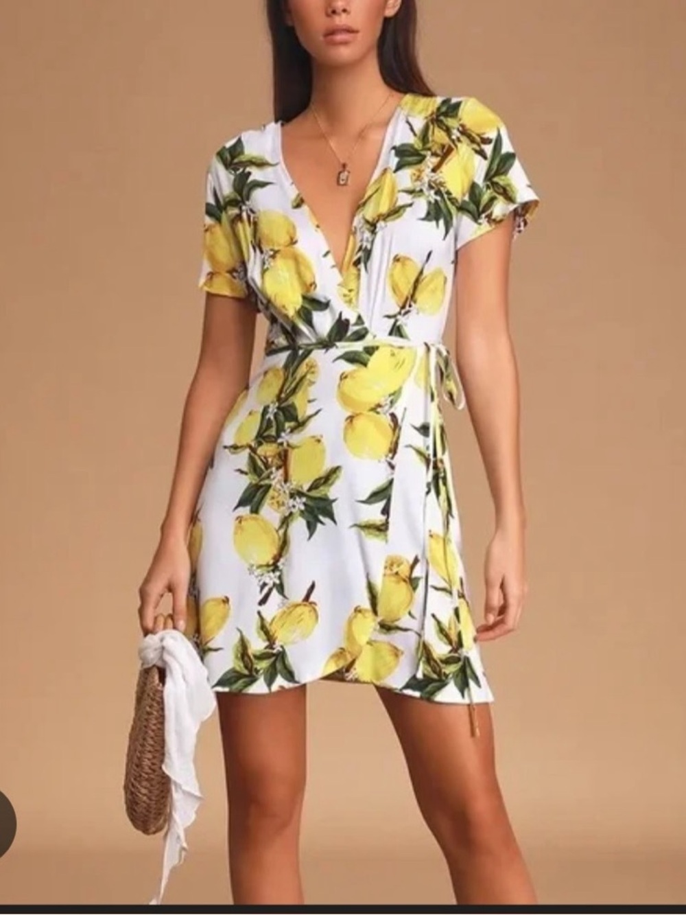 Lulu's Yellow andβ White Tie Front Midi Sundress